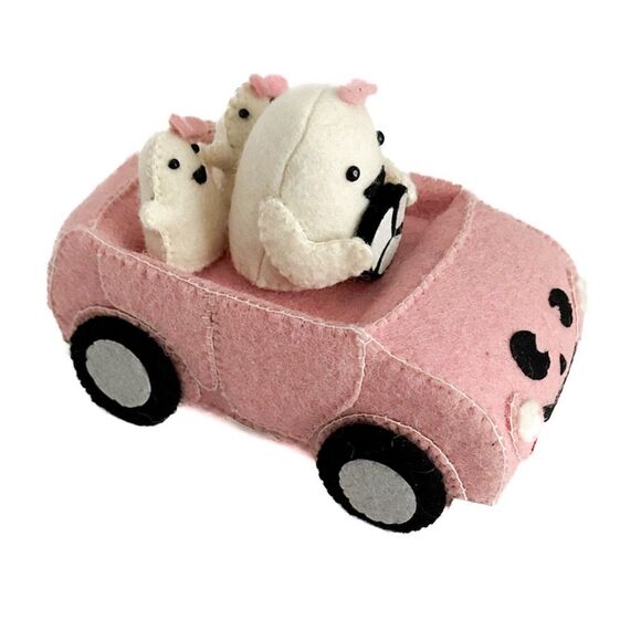 Candy Corn Lane Other - Candy Corn Lane Pink Felt Car Ghosts Family Driving Spooky Cute Halloween Decor